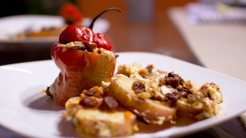 rocoto relleno in dishes of arequipa