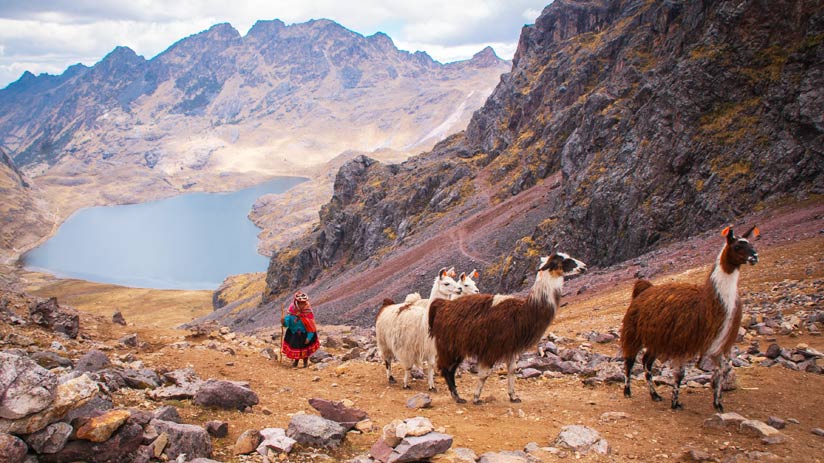 beautiful landscape in the andes like machu picchu in peru