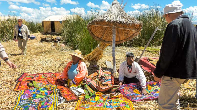 uros in the lake titicaca floating islands