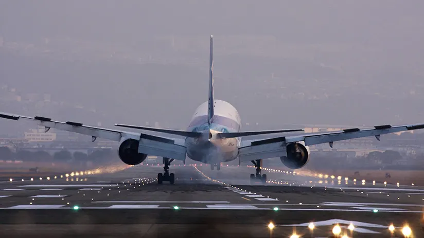 airplane landing at airport