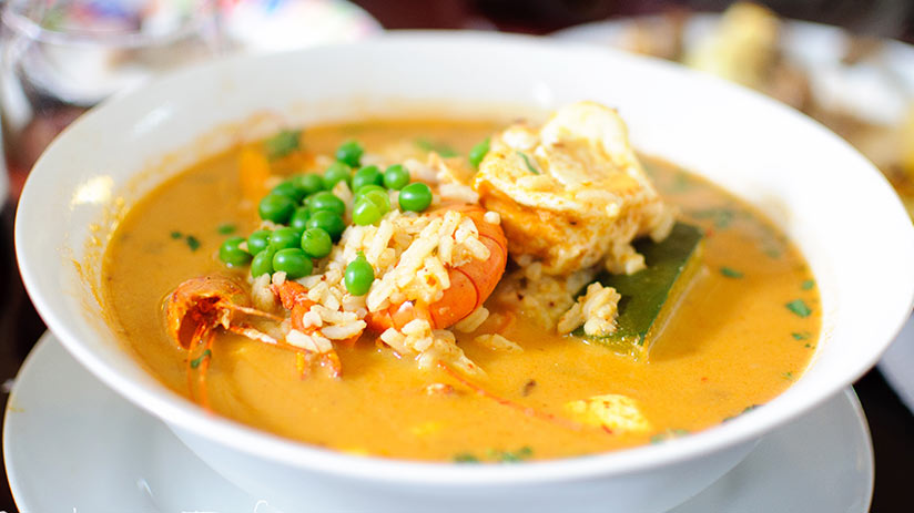 chupe de camarones in the peruvian seafood