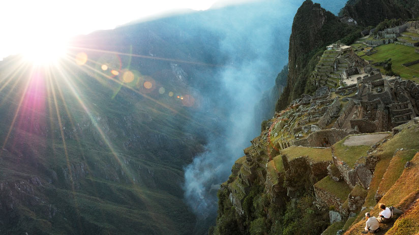 sunset in machu picchu