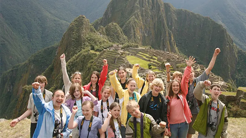 machu picchu with kids postcard