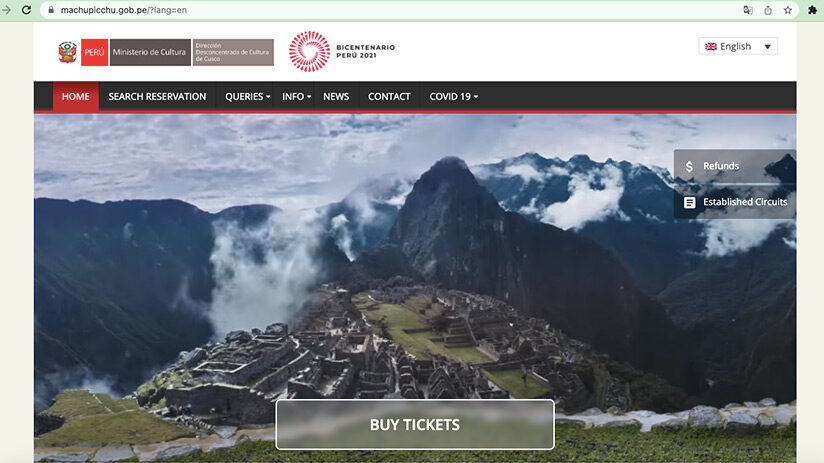 machu picchu tickets web