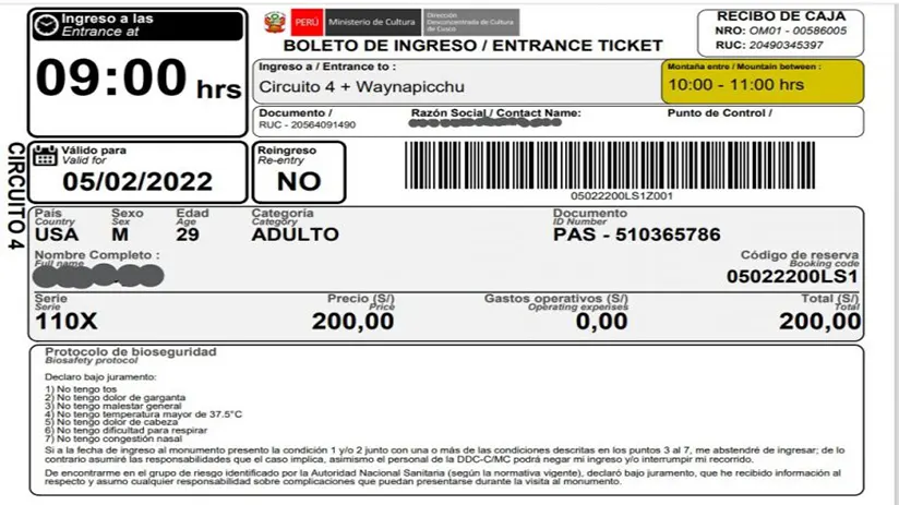 wayna picchu ticket