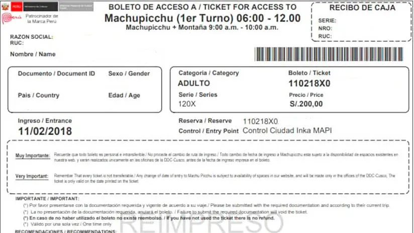 machu picchu tickets mountain