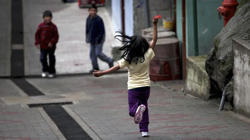 Kids playing in Machu Picchu town