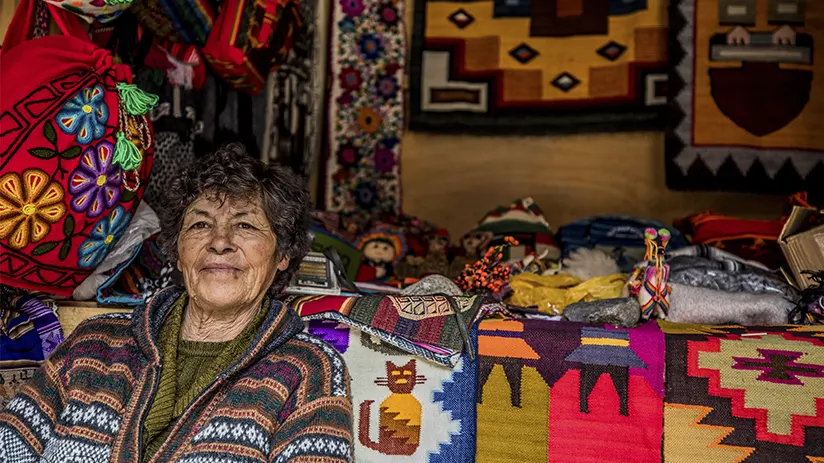 Talking with local people in Cusco