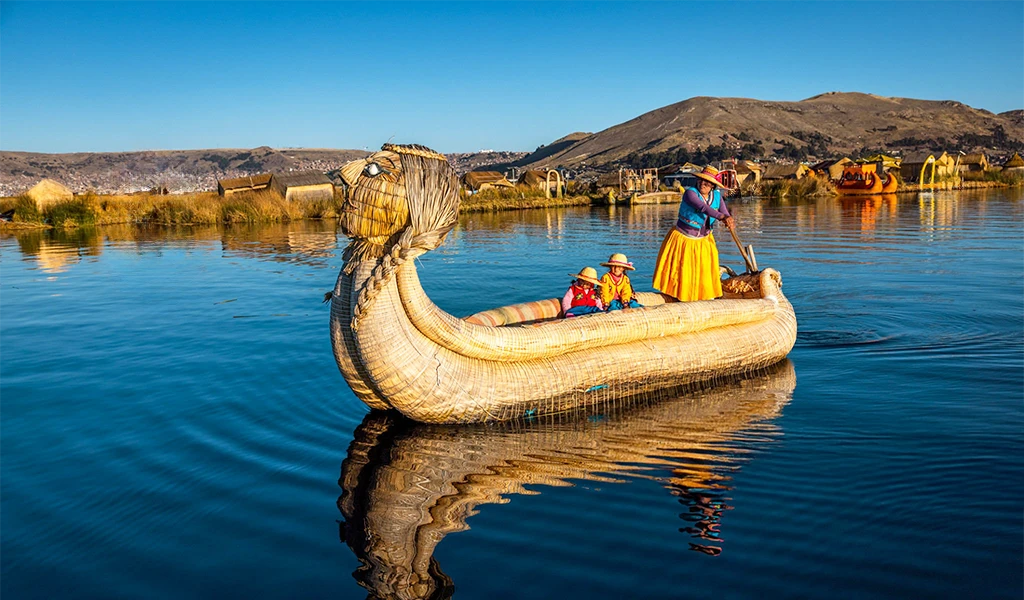 Floating islands of the Uros on Lake Titicaca