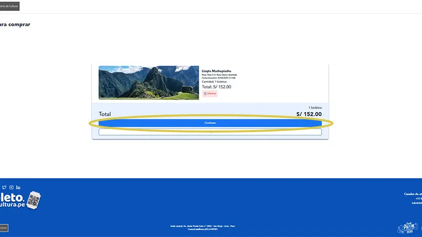 How to buy a Machu Picchu tickets step 7
